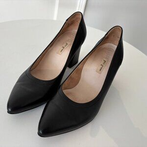Paul Green Kami Black Leather Pumps Block Heels Pointed Toe UK 5 / US 7.5